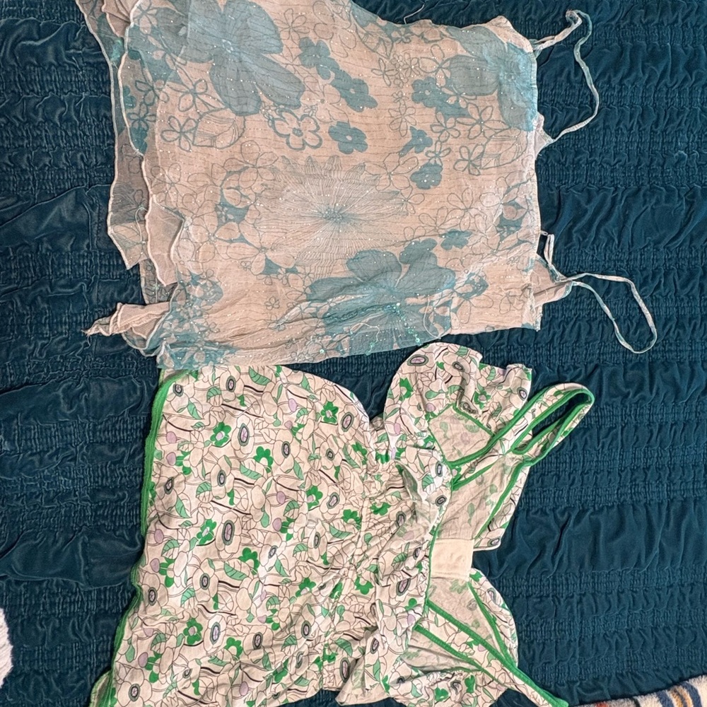 Lux Floral Sheer Top with Green Accents